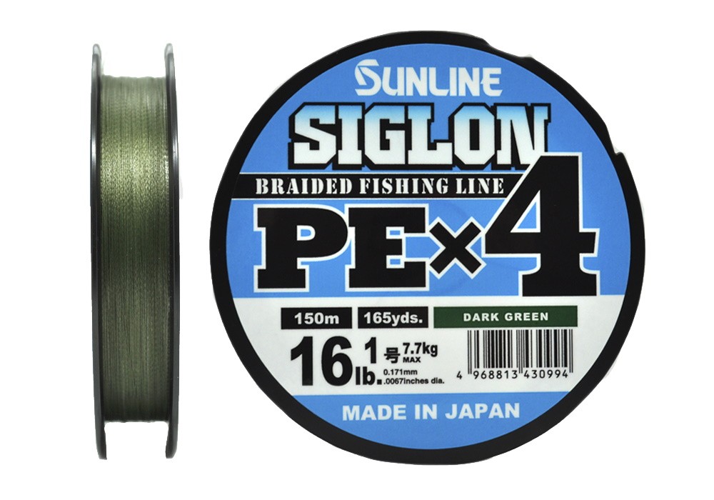 Шнур Sunline Siglon PEX4 1,0 16lb 150м Dark Green - фото 1