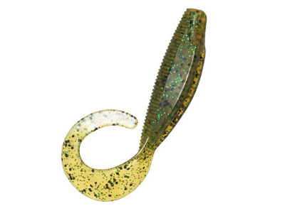 Приманка Z-Man твистер Curly tail streakz 4&quot; pumpkin green flake 5шт - фото 1