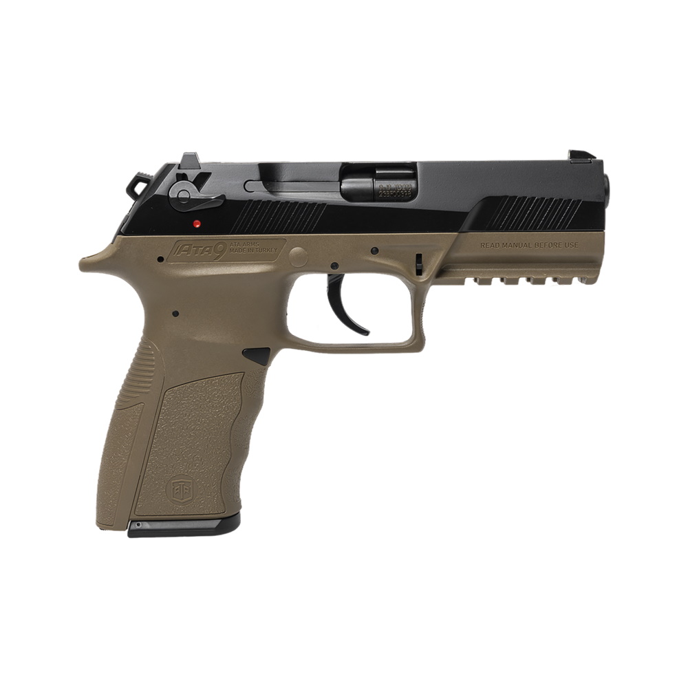 Пистолет АТА9 9x19мм FDE черный затвор серая рамка - фото 1
