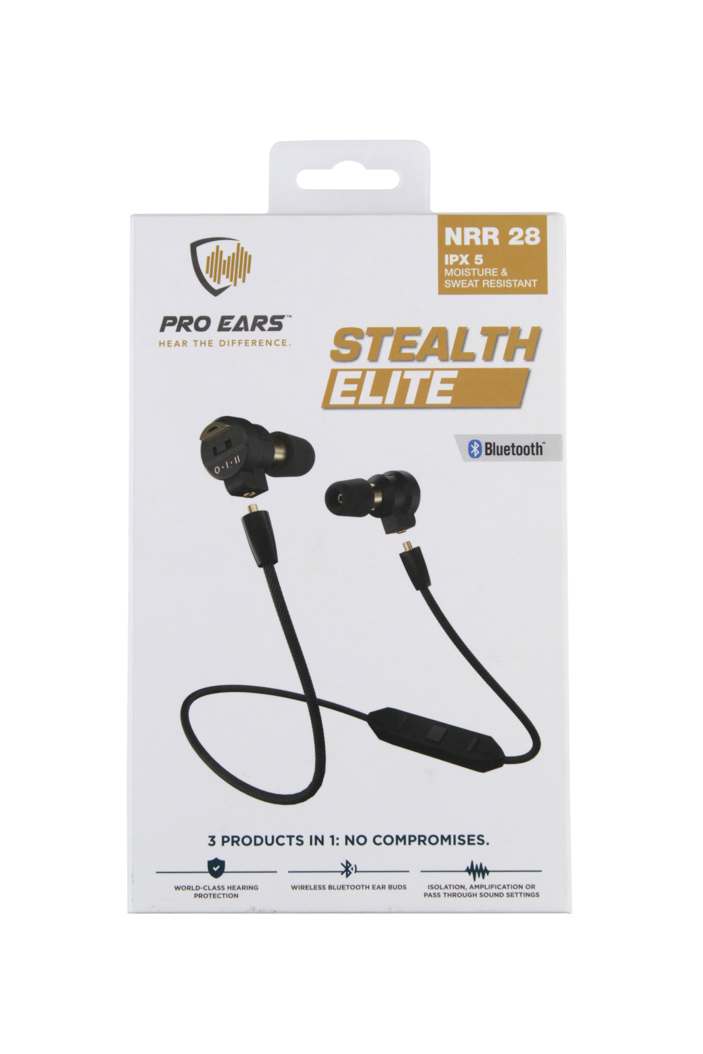 Беруши Pro Ears Stealth Elite  активные bluetooth IPX5 черный