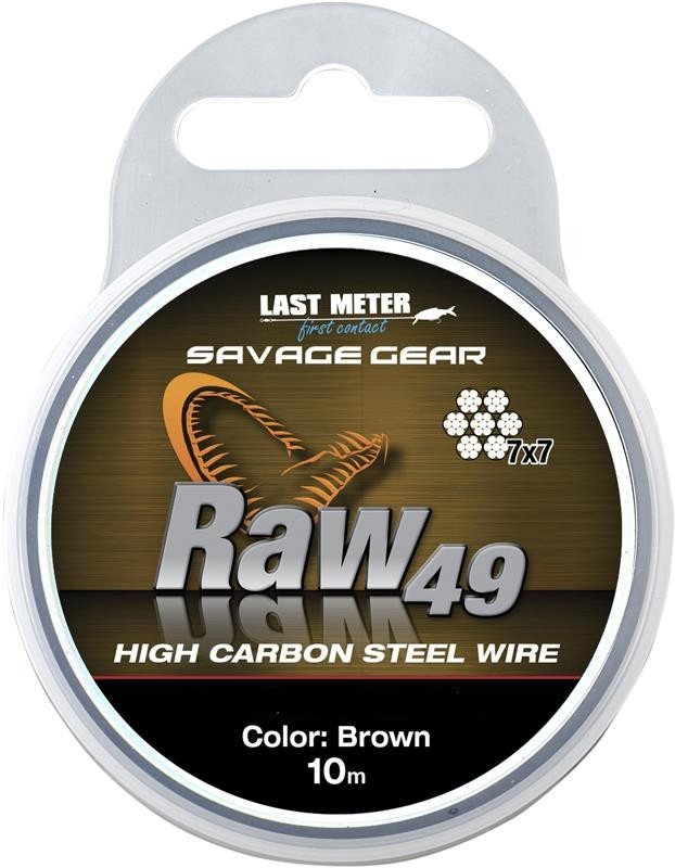 Поводковый материал Savage Gear raw 49 0,45мм 35lbs 16кг uncoated brown 10м