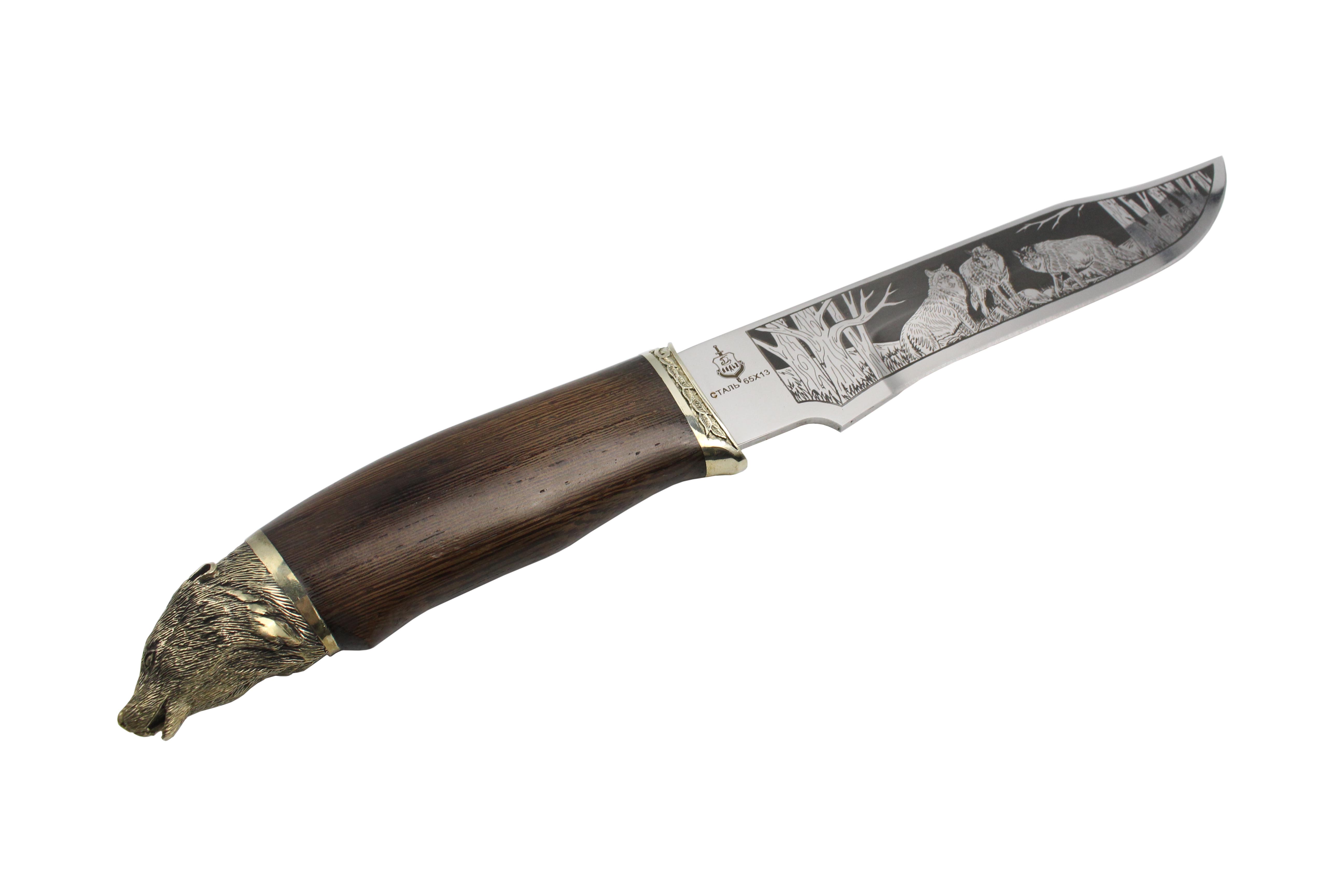 Нож Ладья Ферзь-1 НТ-14 Р 65х13 рисунок худ. литье венге - фото 1