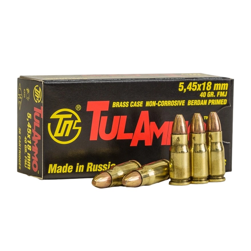 МП Патрон охотничий УПЗ (ТПЗ) 5,45х18 FMJ 2,6 гр. 40 gr,лат/об. бимет  (36шт.) в - фото 1