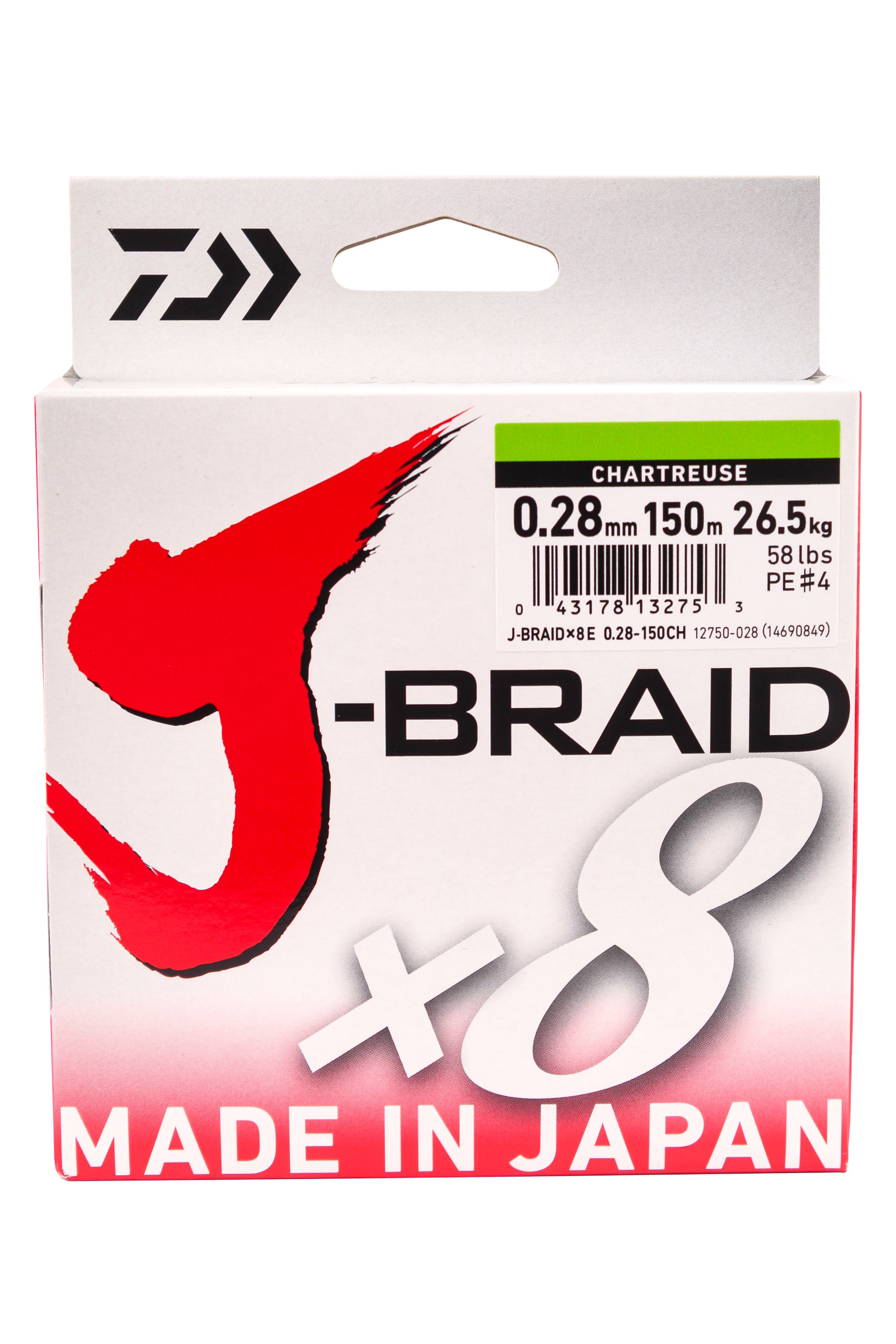Шнур Daiwa J-Braid X8 0,28мм 150м chartreuse