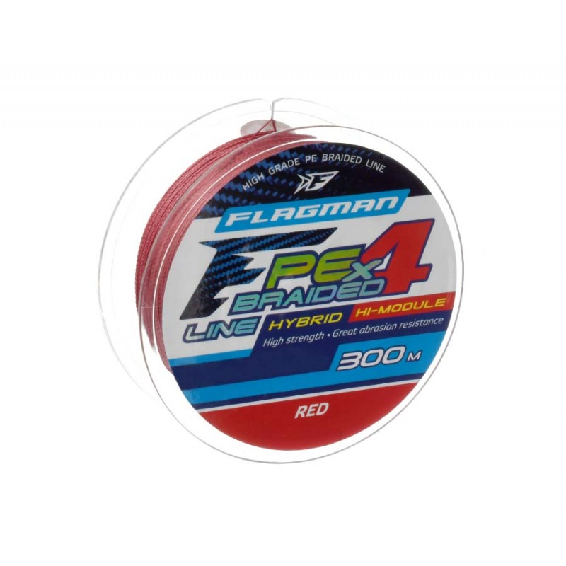 Шнур Flagman PE Hybrid F4 300м Red 0,40мм 25кг 55lb - фото 1