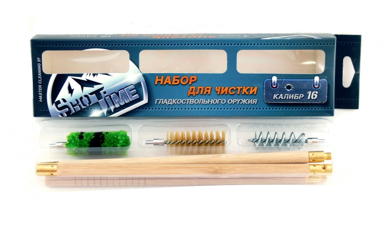 Набор для чистки ShotTime к16 деревянный шомпол+3 ерша  - фото 1