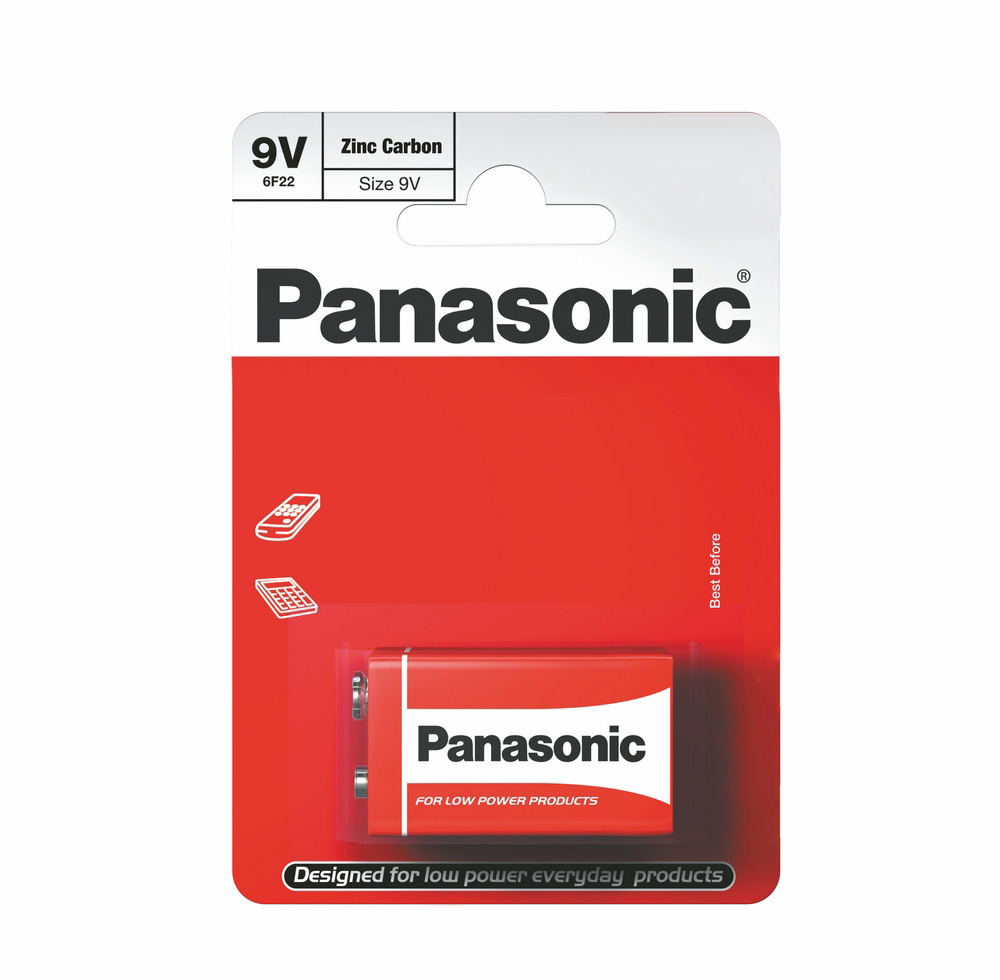 Батарейка Panasonic Zinc Carbon 6F22 9В упл.1шт - фото 1