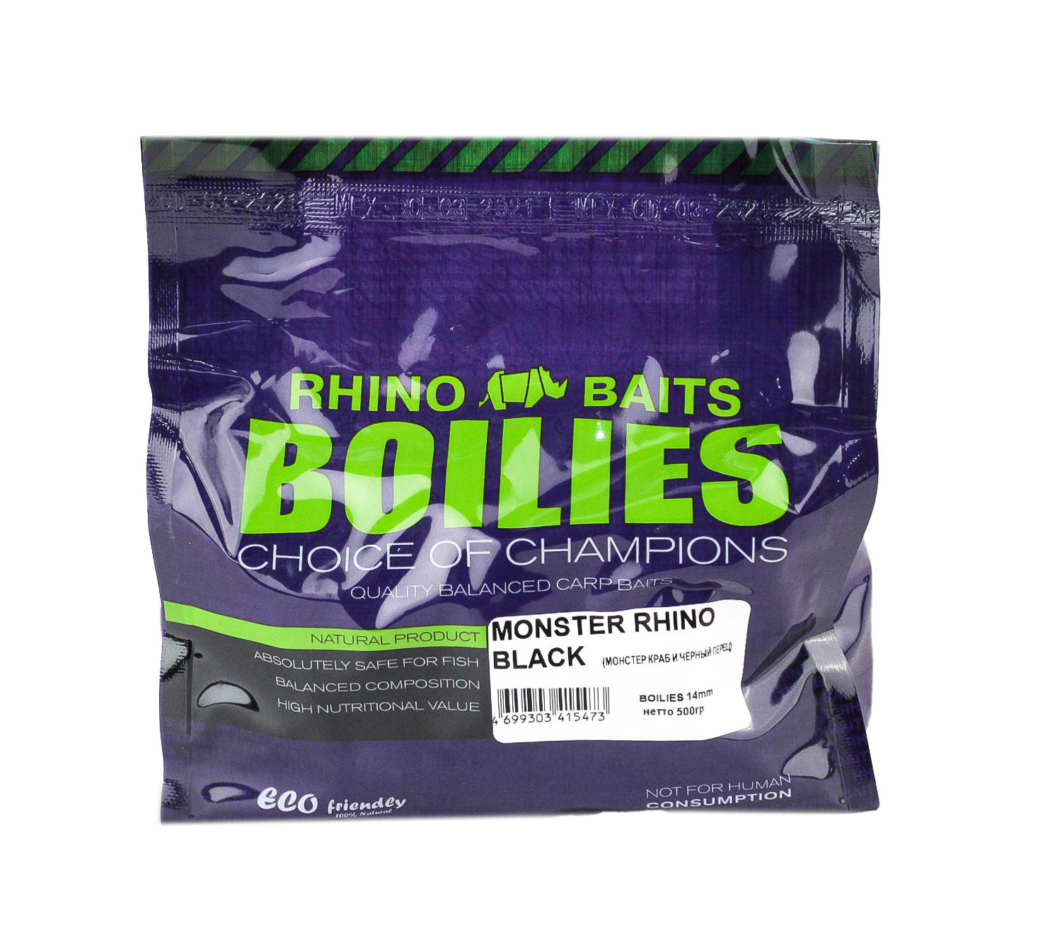 Бойлы Rhino Baits Monster Rhino black монстр краб и черный перец 14мм 500гр