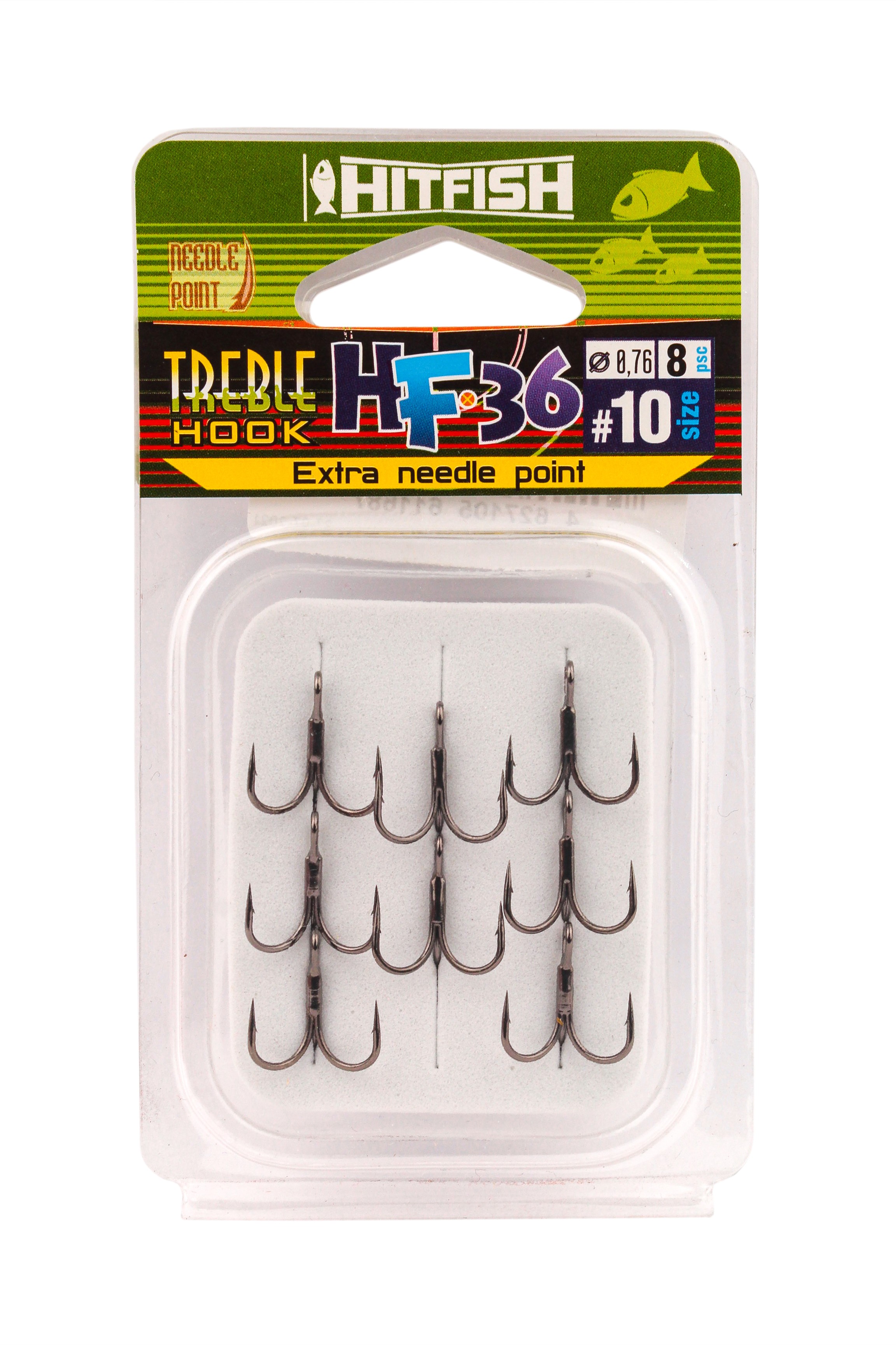 МП Тройной крючок HITFISH HF-36 Needle point # 10 (8 шт\уп) - фото 1