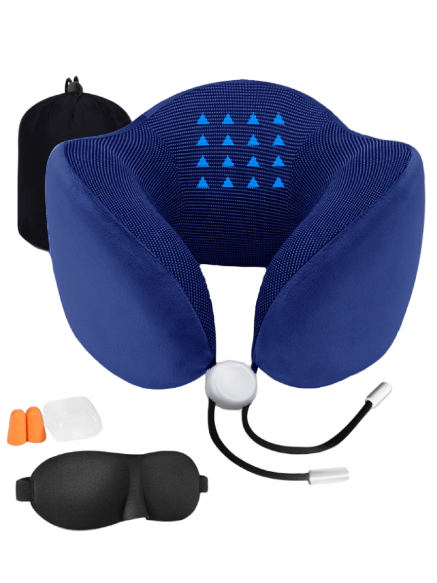 Подушка RoadLike Travel kit pure с эффектом памяти синий - фото 1