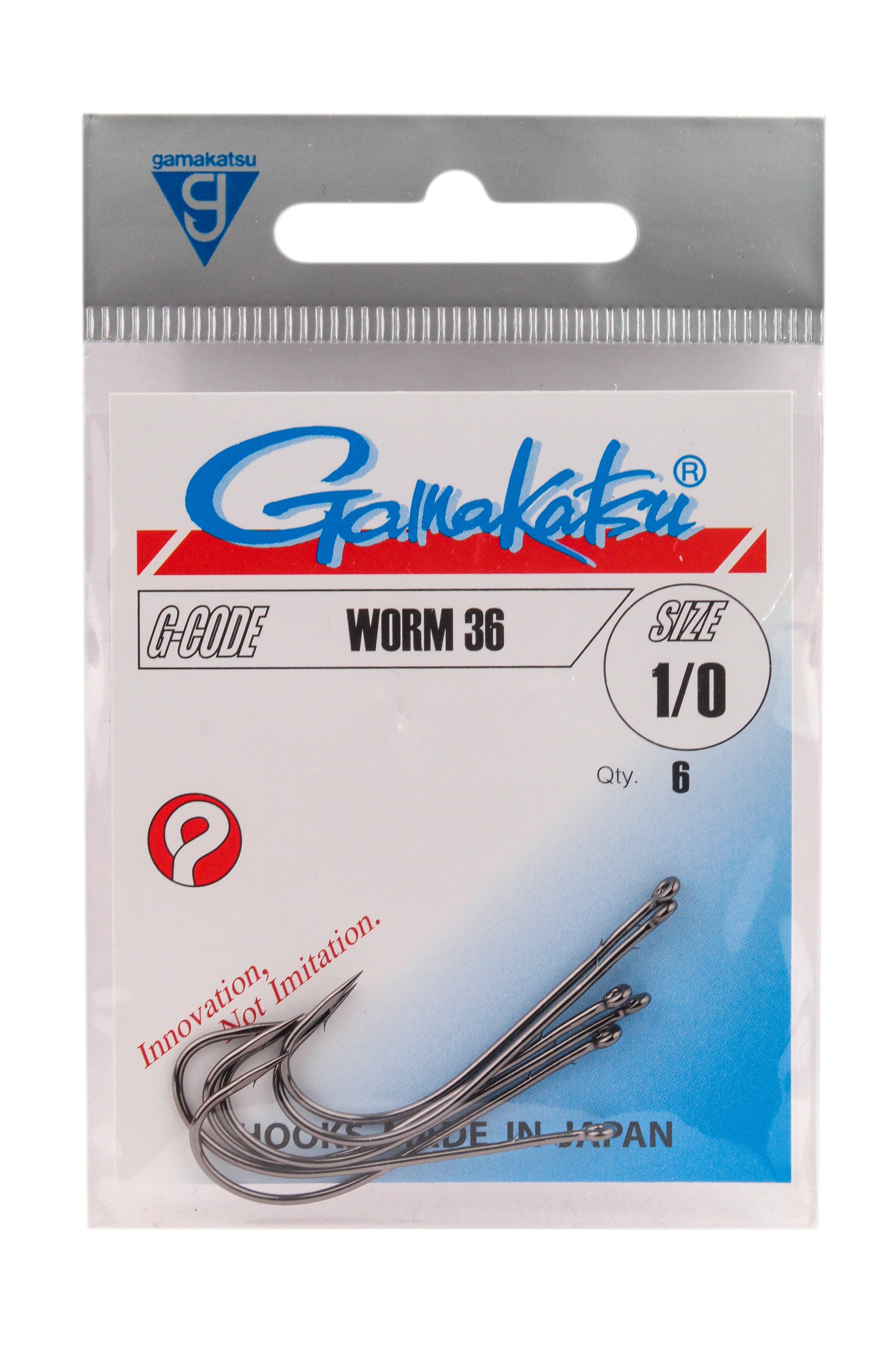 Крючок Gamakatsu Worm 36 black №1/0 - фото 1