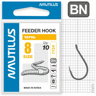 Крючок Nautilus Sting Feeder Фидер/червь S-1134BN №8 - фото 1