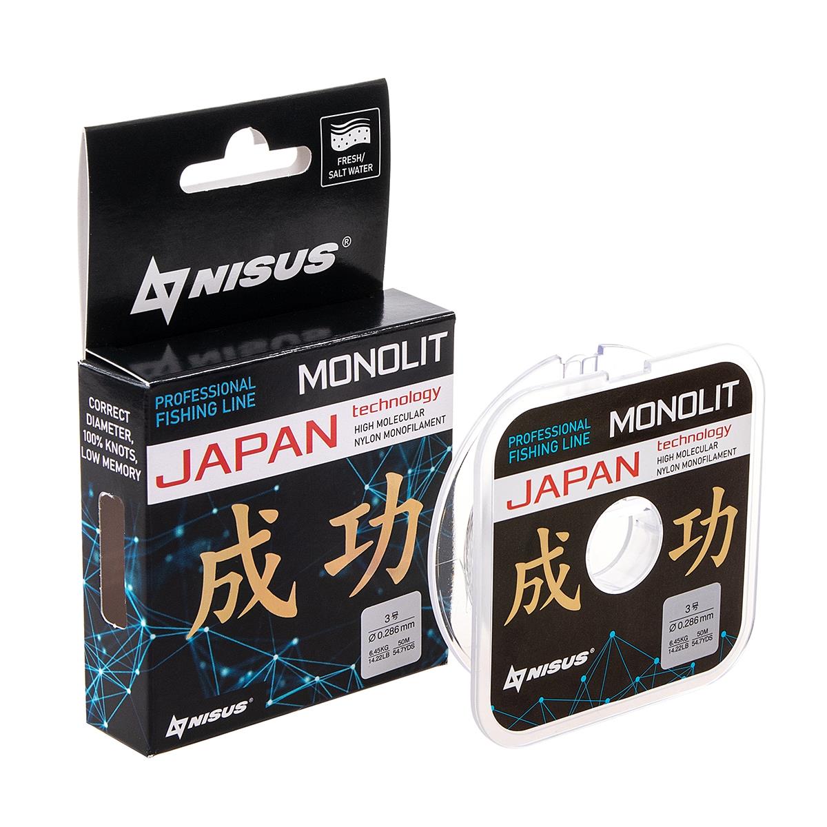 МП Леска MONOLIT 0,286mm/50m Nylon Transparent (N-MO-0.286-50) Nisus - фото 1