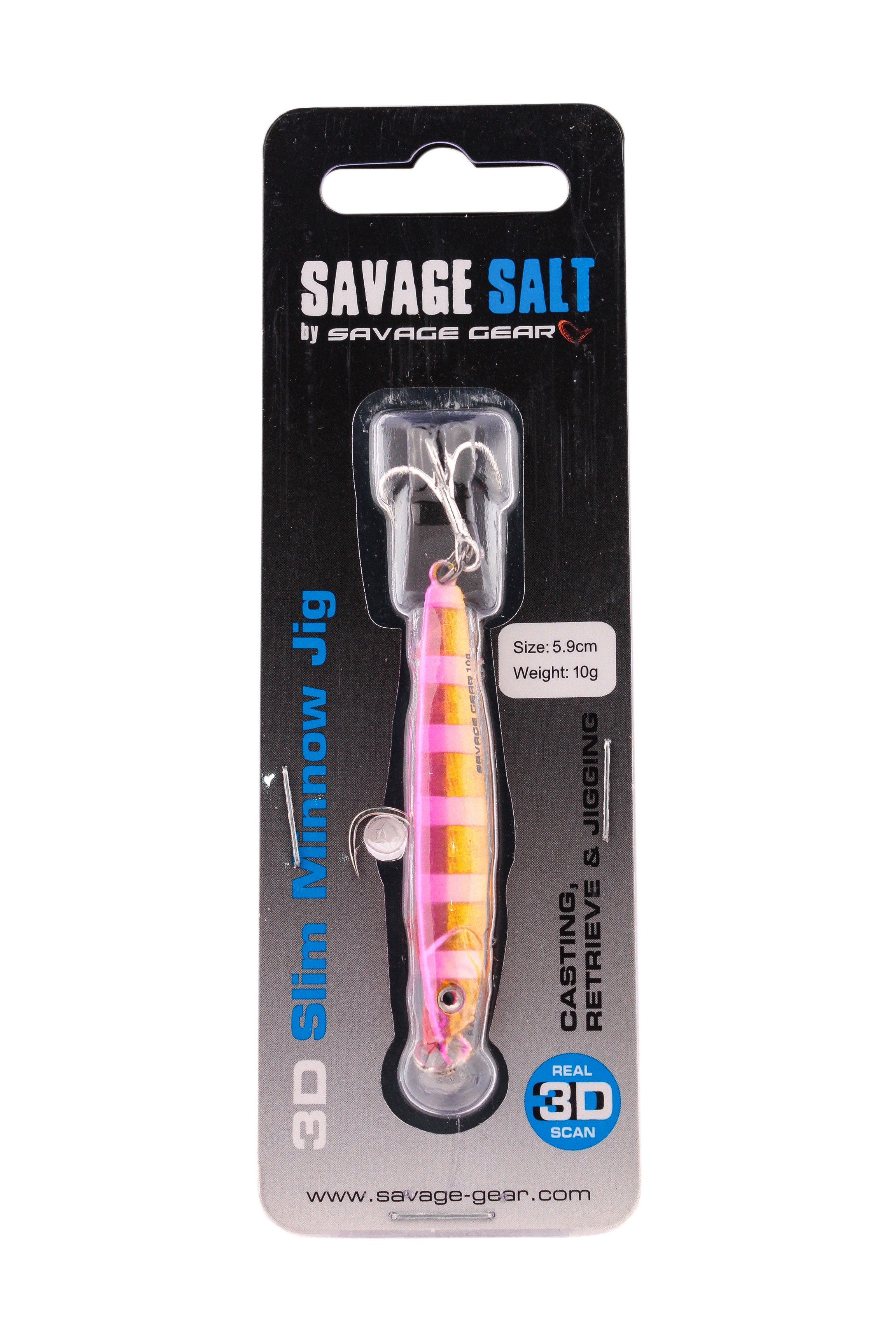 Пилькер Savage Gear 3D Slim Minnow Jig 10гр 5.9см Gold Pink Zebra - фото 1