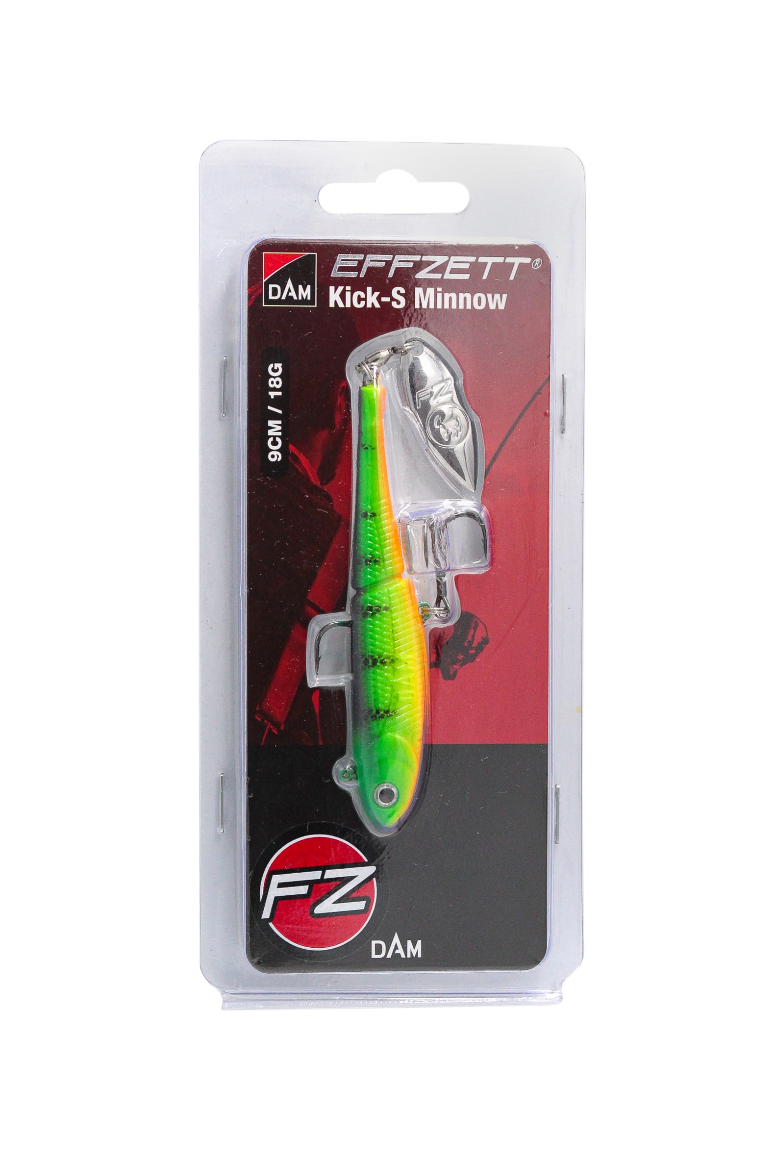 Тейл-спиннер DAM Effzett Kick-S Minnow 9см 18гр sinking firetiger UV - фото 1