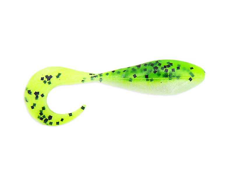 Приманка Bass Assassin Curly Shad 2&quot; Chartreuse Pepper Shad - фото 1