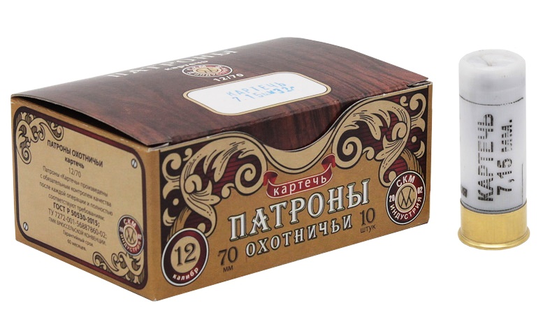 Патрон 12x70 СКМ картечь 7,15мм 32г Россия - фото 1