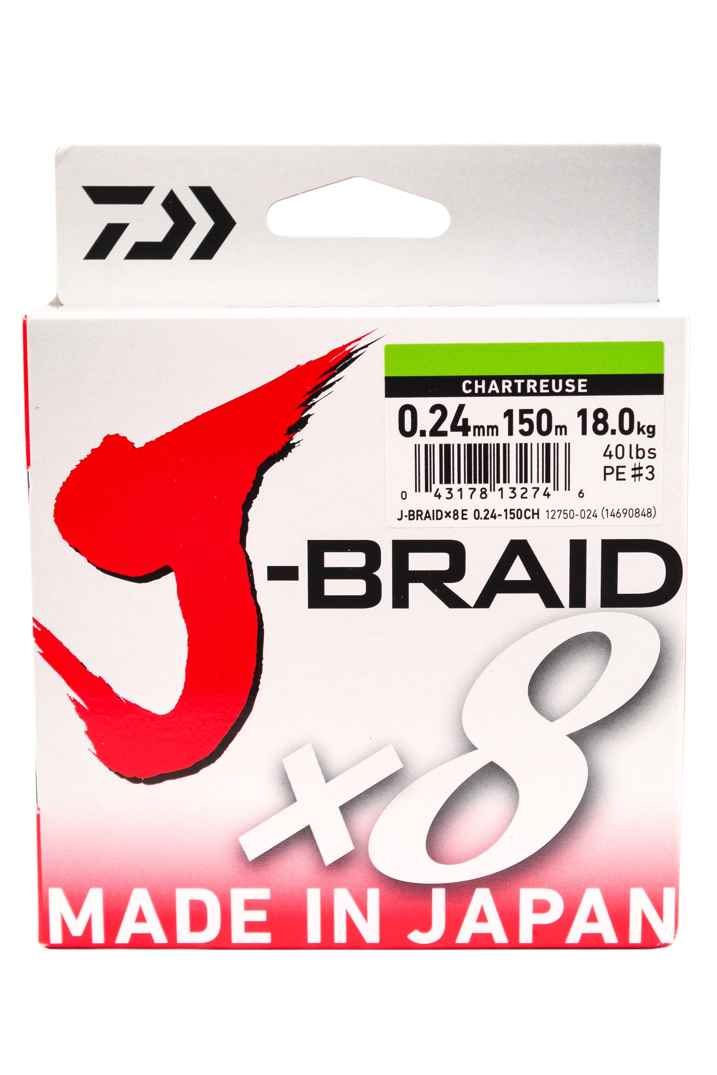 Шнур Daiwa J-Braid X8 0,24мм 150м chartreuse