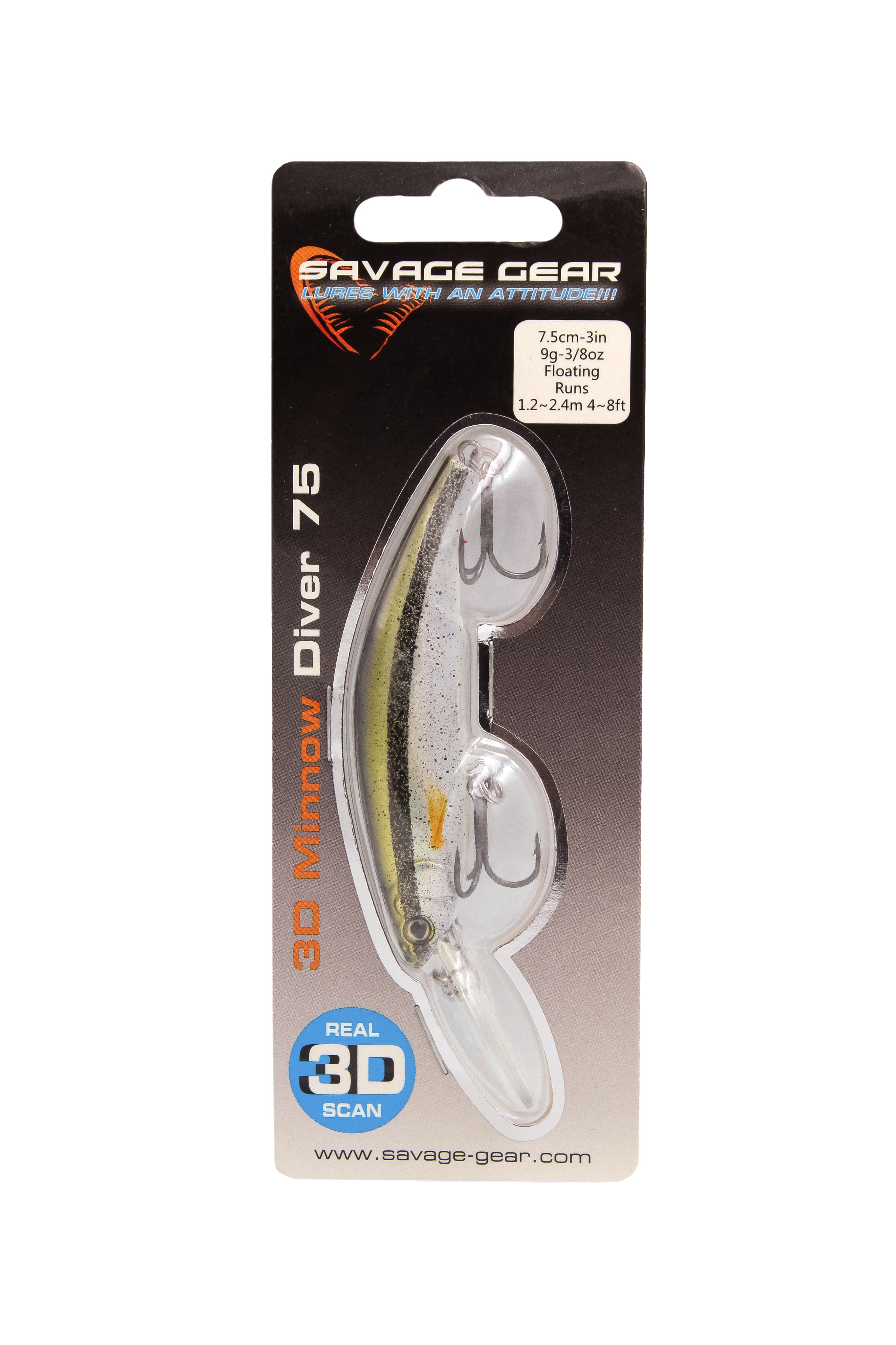 Воблер Savage Gear 3D minnow diver 7,5см 9гр F 04 ghost silver - фото 1