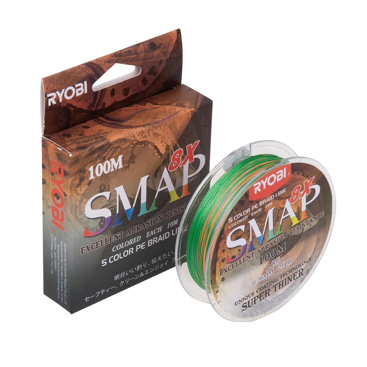 МП Шнур SMAP PE8X-100M 1.5# Multi Colour 0,205мм Ryobi - фото 1