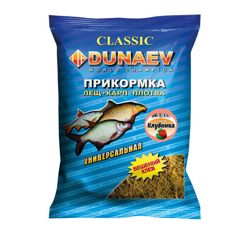 Прикормка Dunaev классика 0,9кг универсальная клубника - фото 1