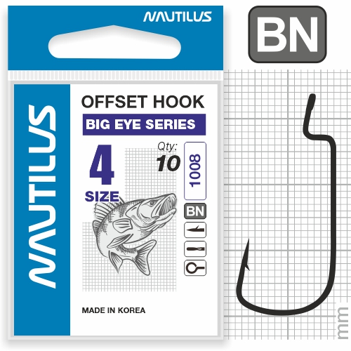 Крючок Nautilus Offset Big Eye Series Worm 1008 №4 - фото 1