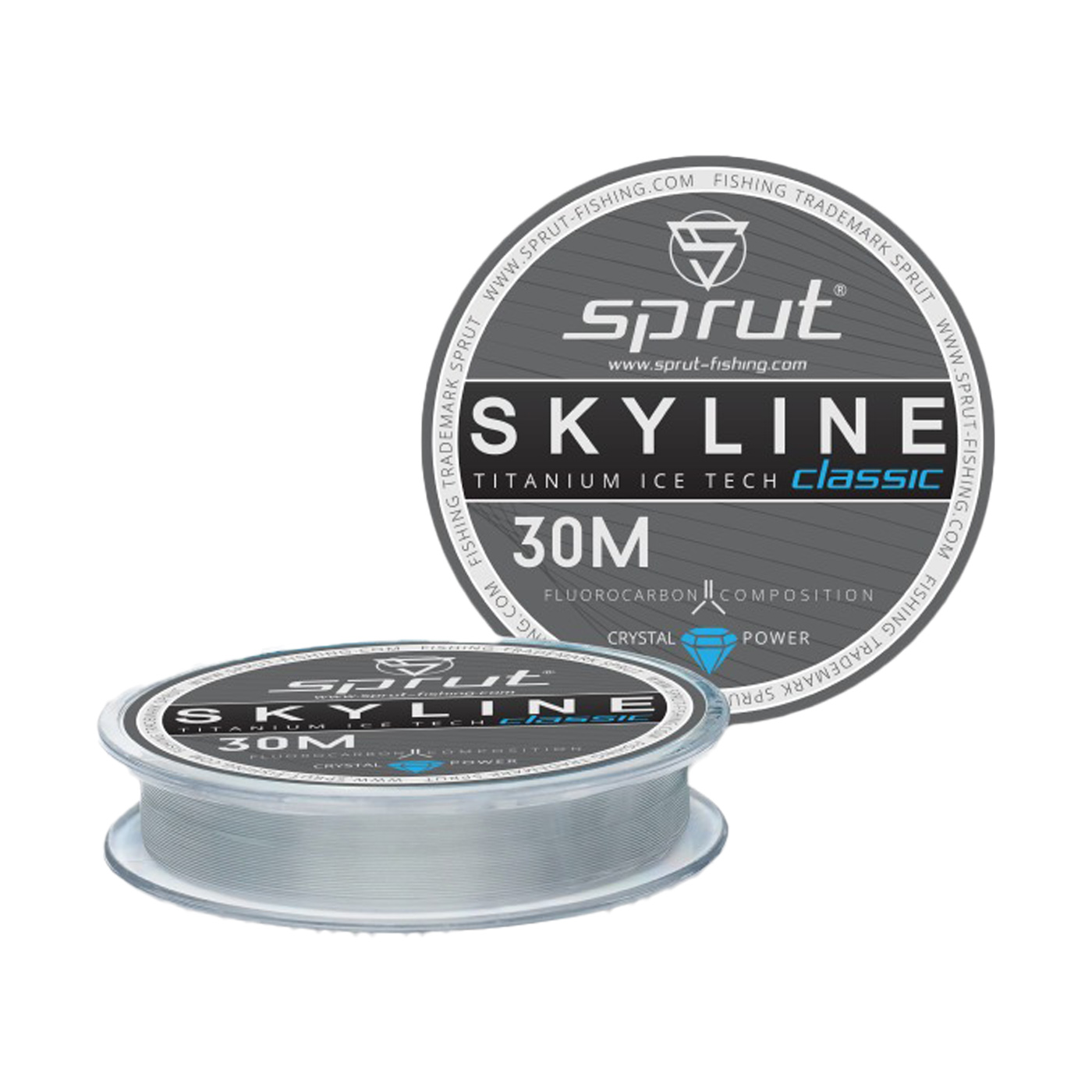 Леска Sprut SKYLINE Ice FC Composition CLASSIC Titanium 0,185мм 5,85кг 30м 1/10 - фото 1