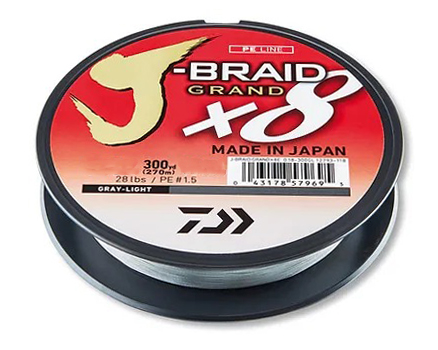 Шнур Daiwa J-Braid Grand X8 0,24мм 135м Gray-Light - фото 1