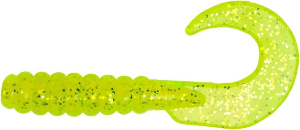Приманка Yum Walleye grub 3'' цв 56 chartreuse silver flake - фото 1
