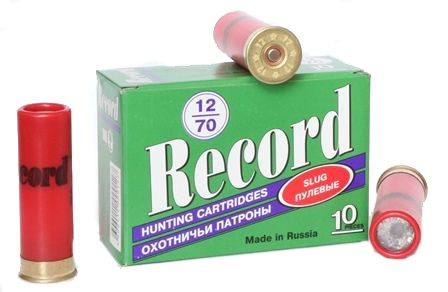 Патрон 12х70 КХЗ Record пуля Бизон