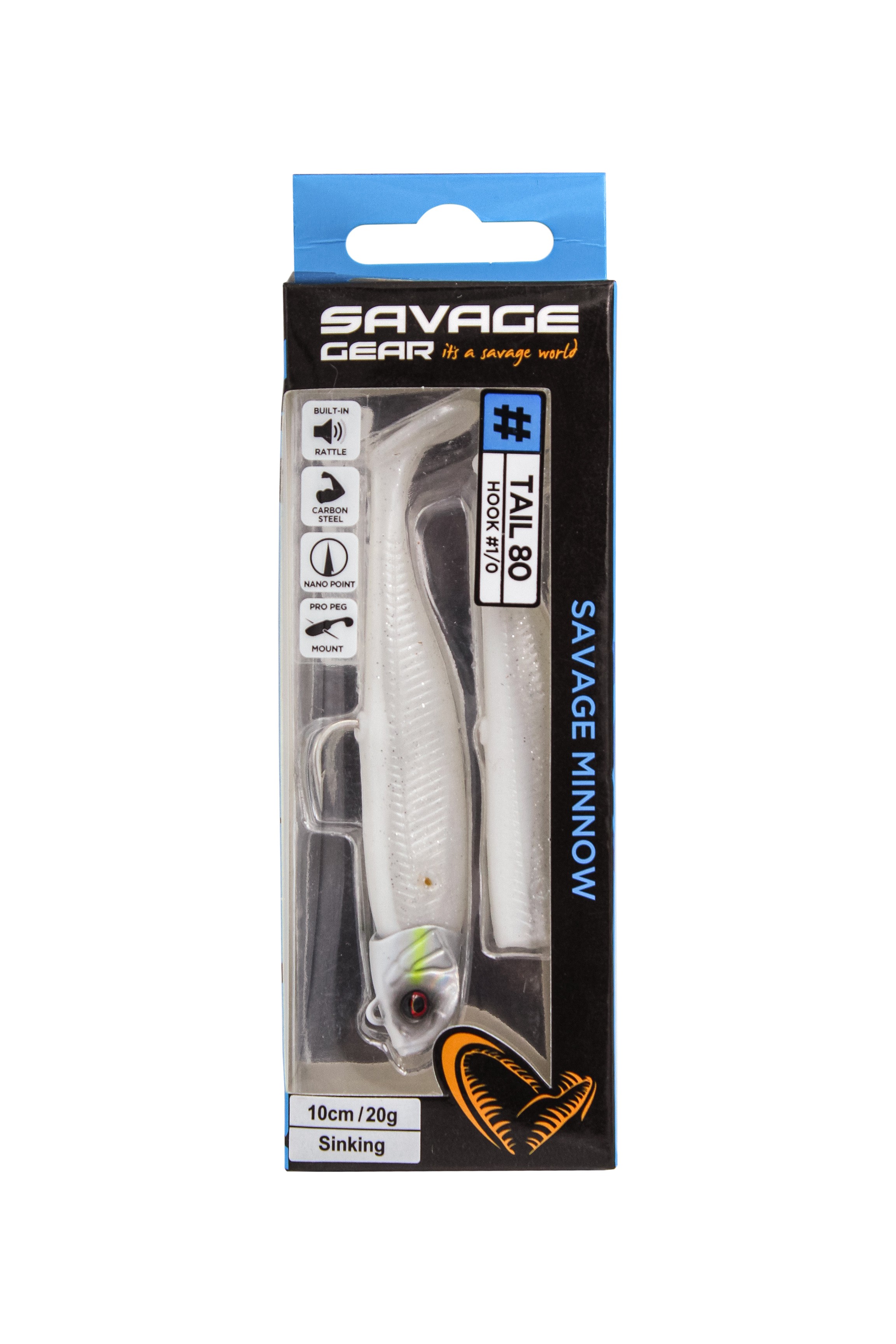 Приманка Savage Gear Minnow 10см 20гр white perl silver 2+1 - фото 1