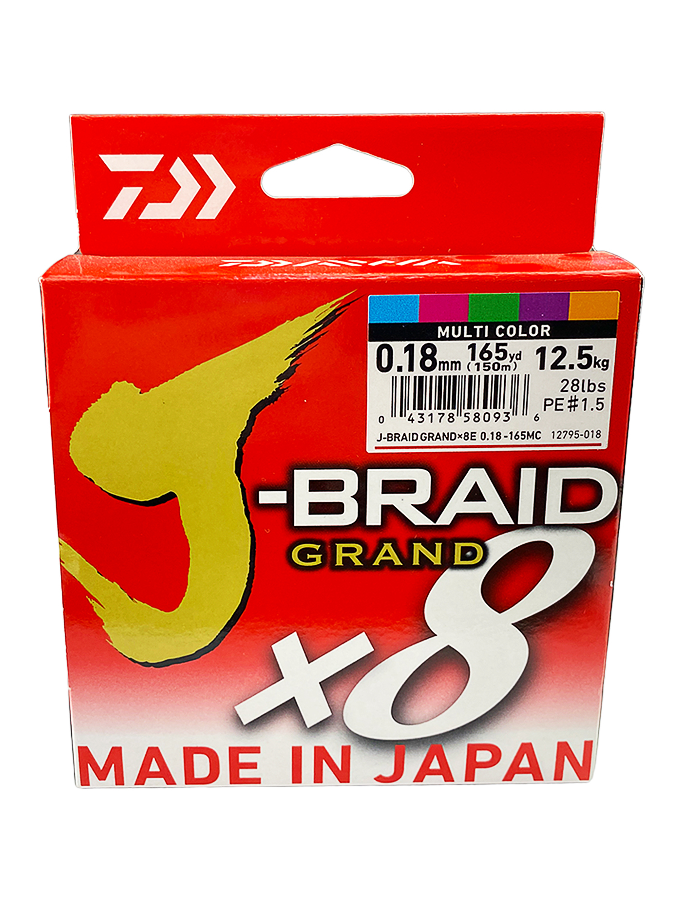 Шнур Daiwa J-Braid Grand X8 0,18мм 150м  Multicolor - фото 1