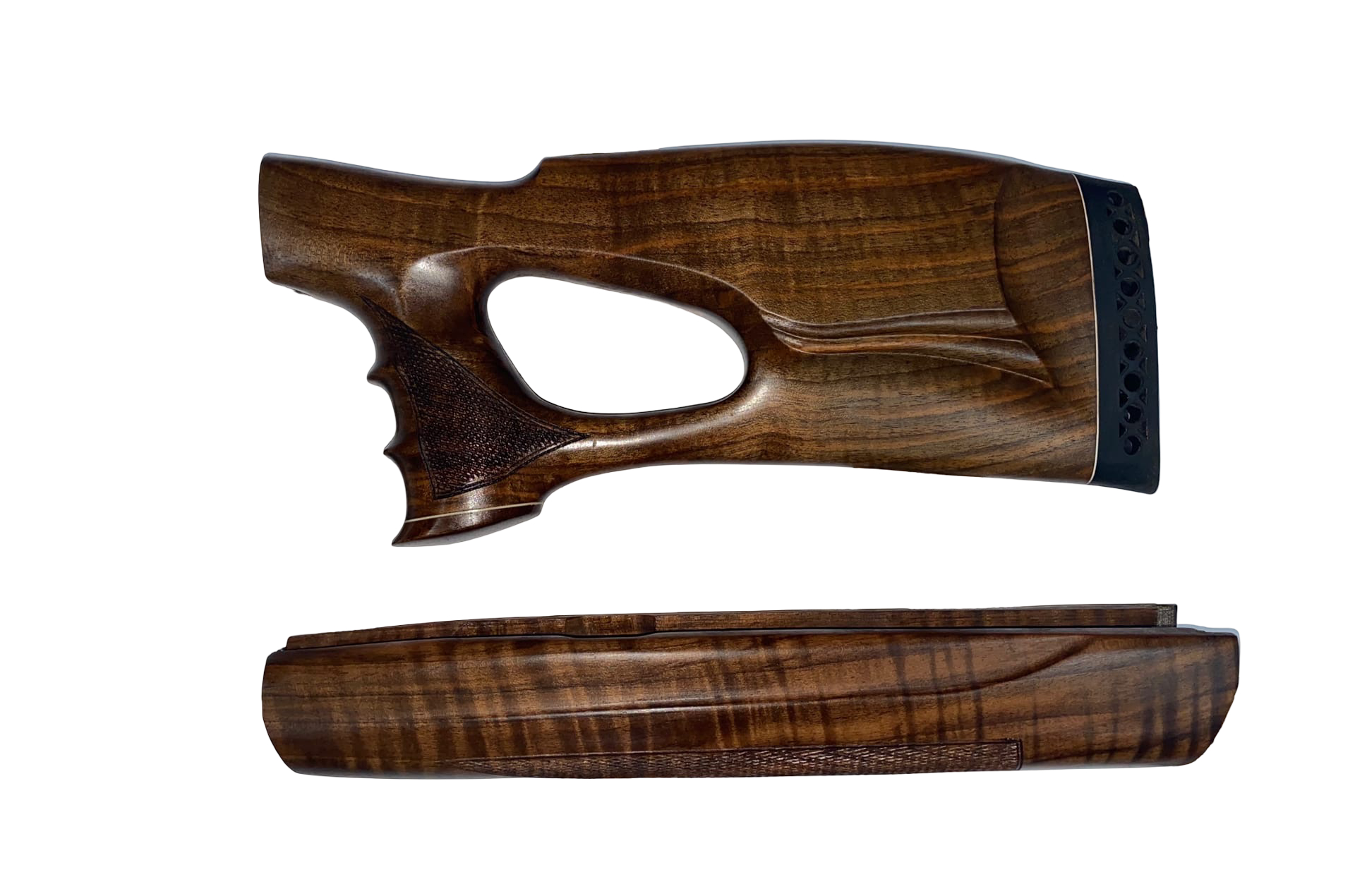 Приклад+цевье Левша МР-155 МК ортопед с резной рук. орех - фото 1