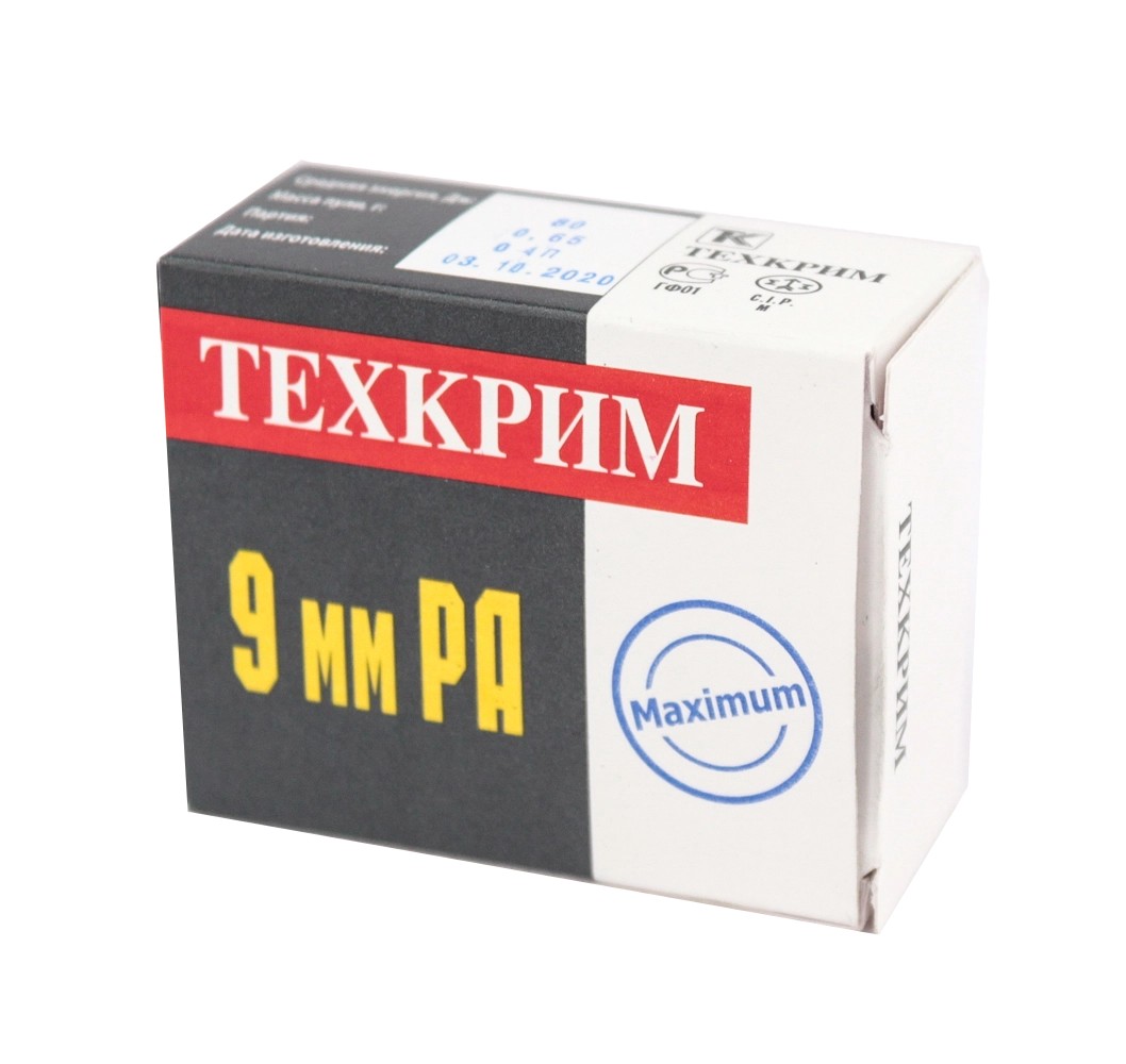 МП Патрон ООП Техкрим 9мм РА 91Дж с рез. пулей  ( в пачке 20 шт.) (в коробке 160 - фото 1