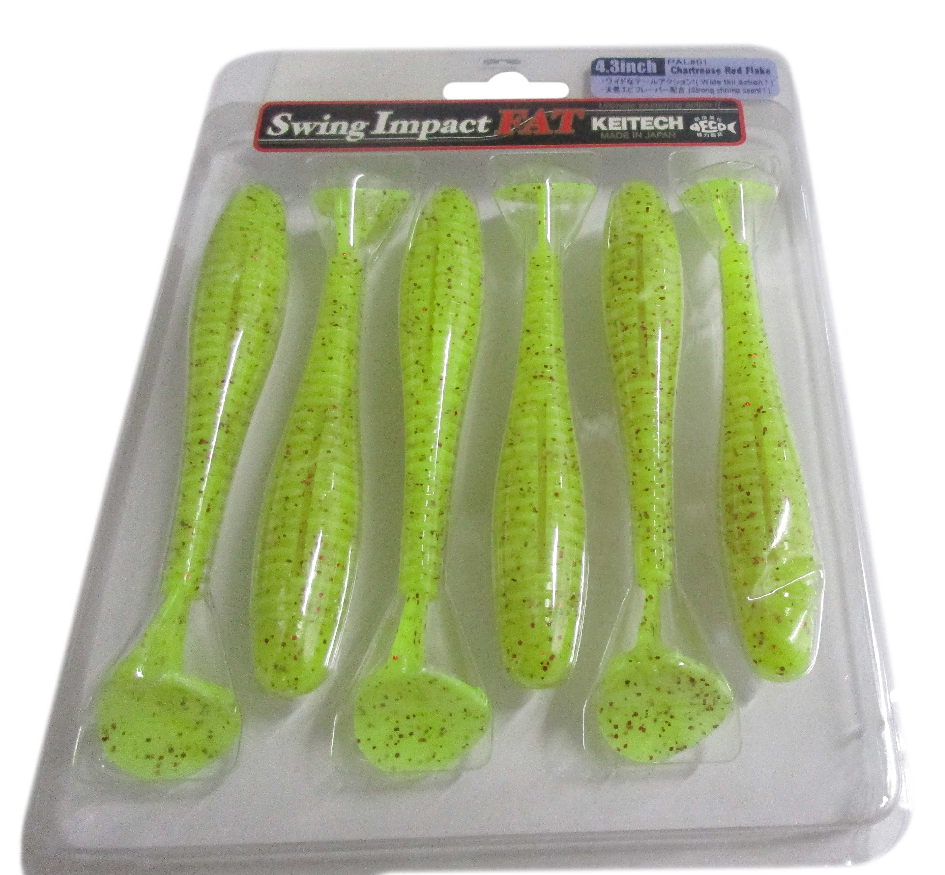 Приманка Keitech виброхвост Swing impact fat 4,3" Pal 01 chartreuse red flake - фото 1