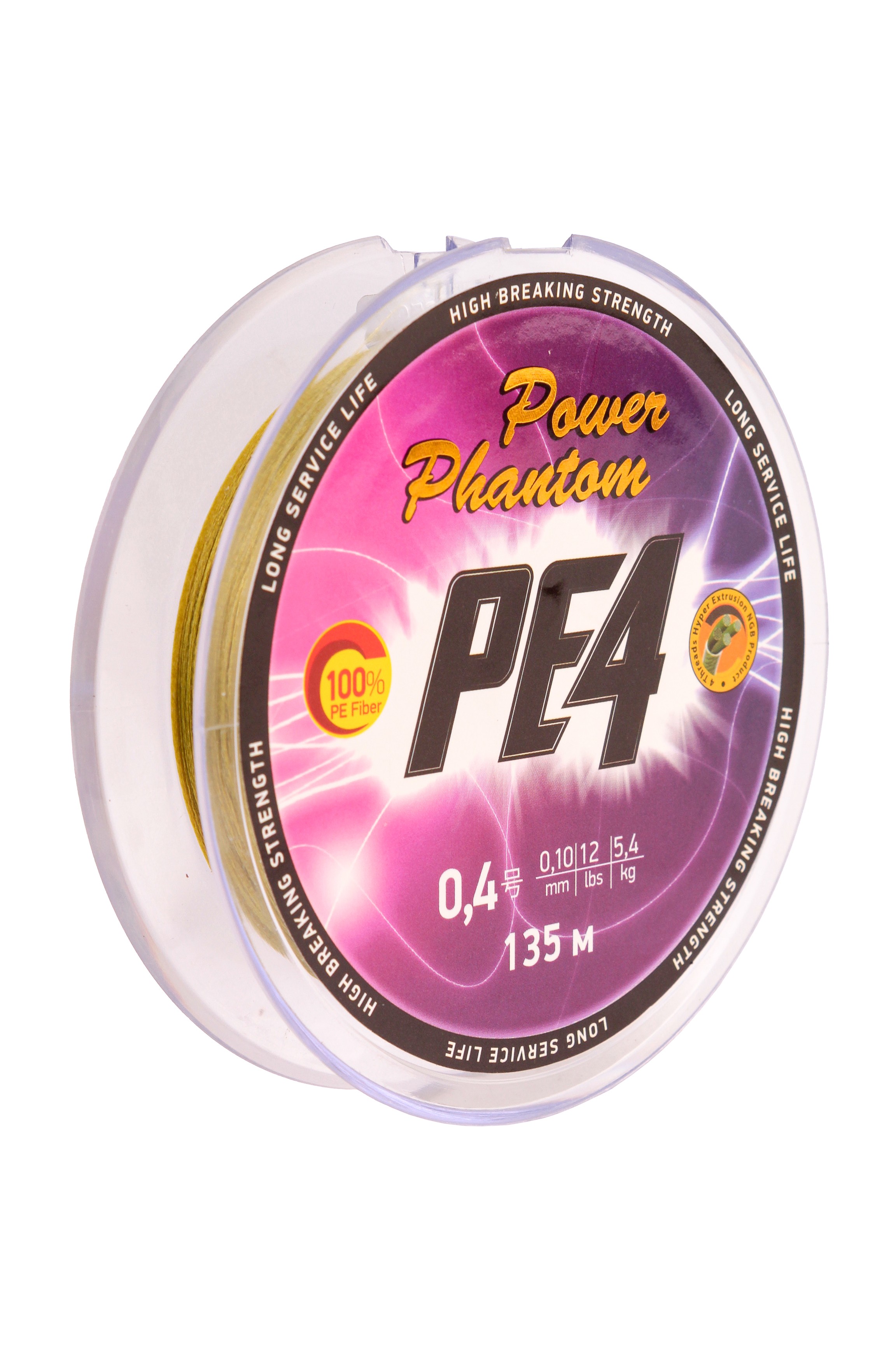 Шнур Power Phantom PE4 135м 0.4 0.1мм 5.4кг зеленый - фото 1