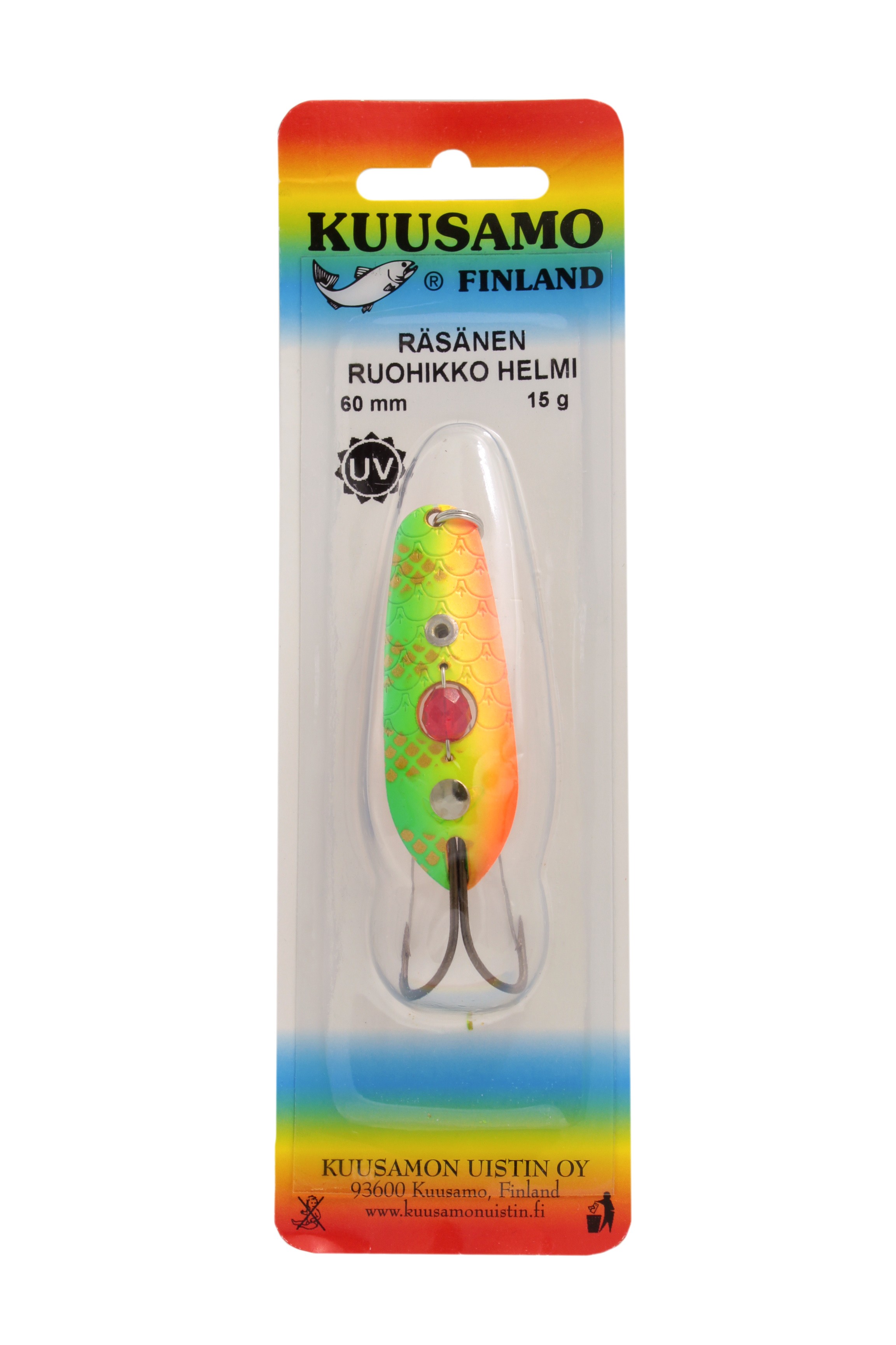 Блесна Kuusamo Rasanen бусина незацепляйка 60/15гр G/GR/FYe/FR-C UV - фото 1