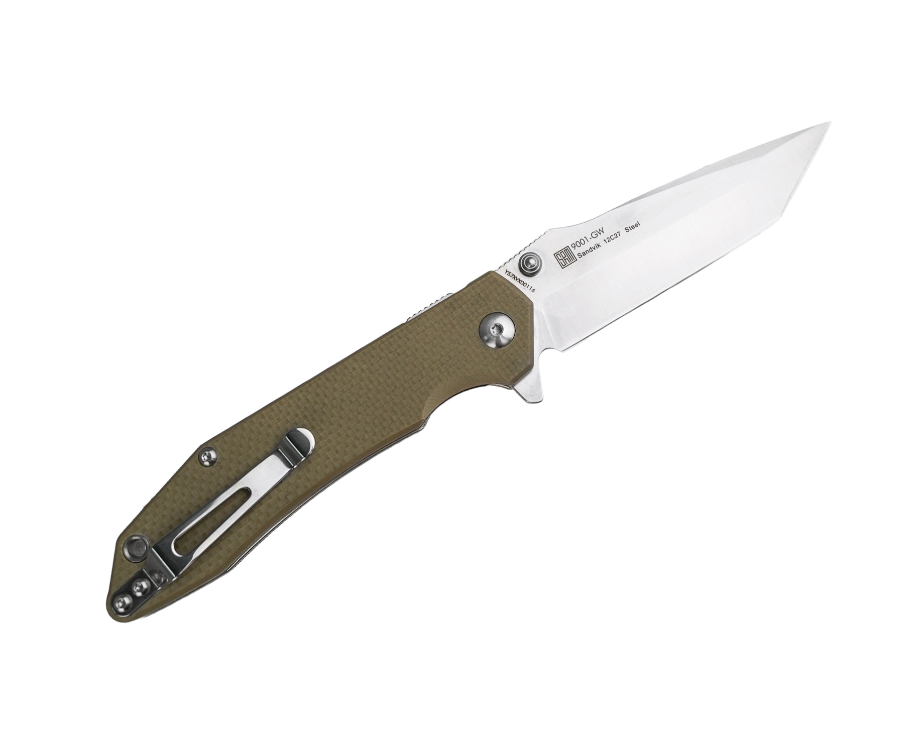 Нож Sanrenmu 9001-GW складной сталь Sandvik  12C27 рукоять G10 - фото 1