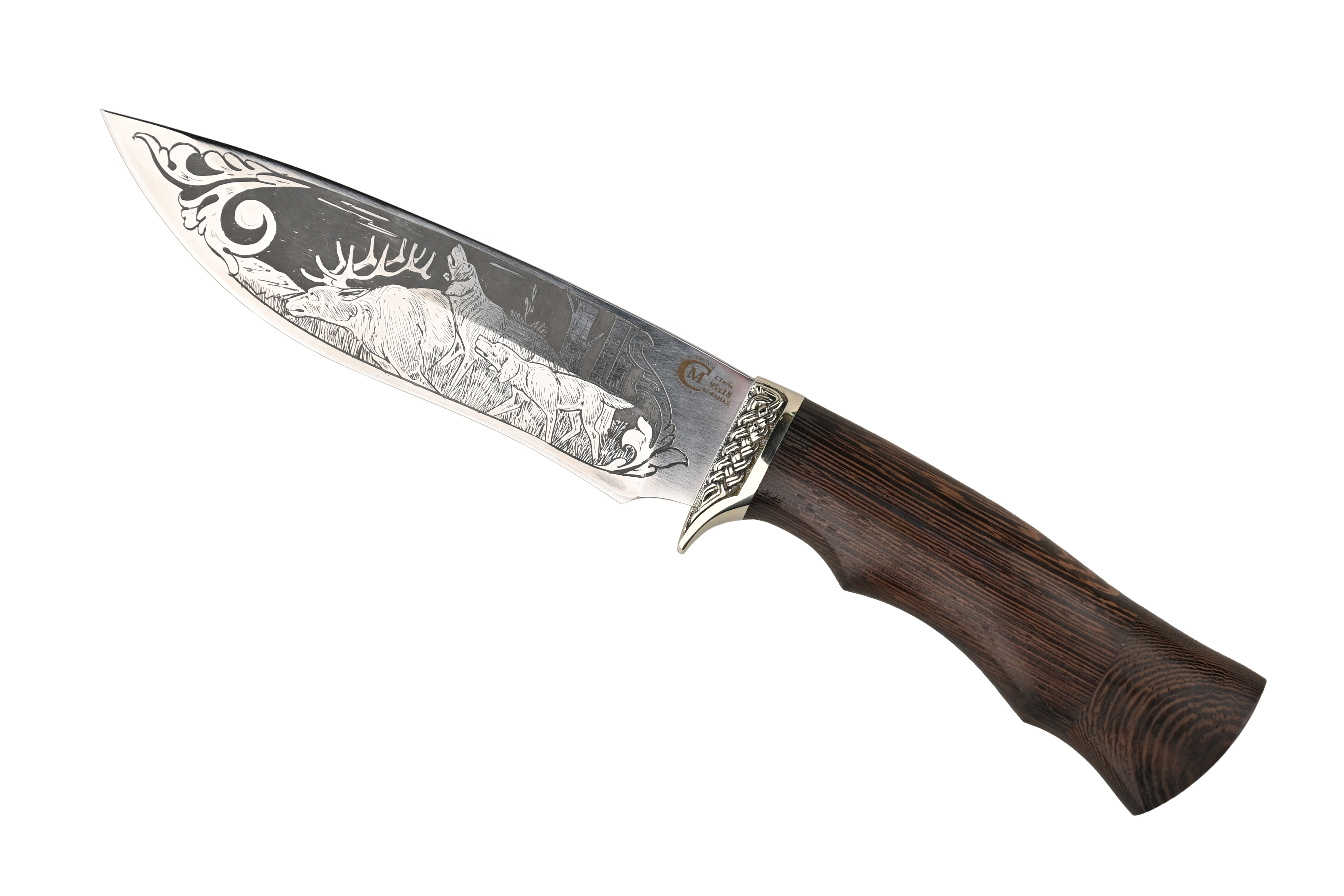 Нож ИП Семин Близнец кованая сталь 95х18 венге литье гравировка
