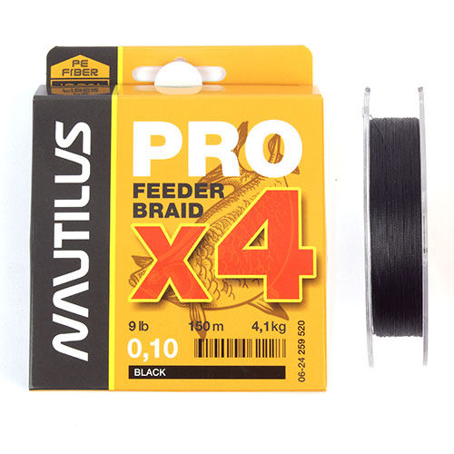 Шнур Nautilus Pro Feeder Braid Black d-0.10 4.1кг 9lb 150м - фото 1