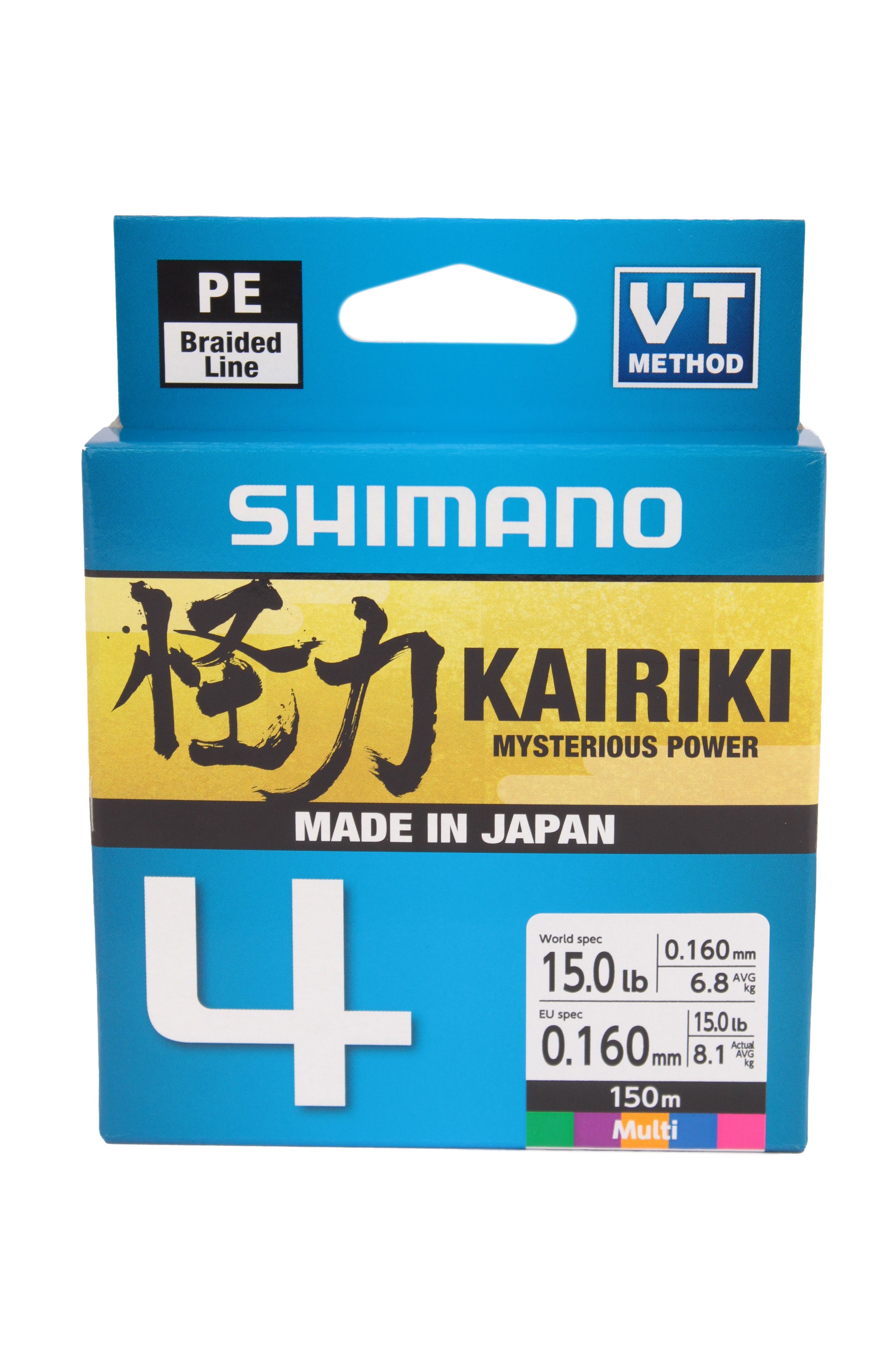 Шнур Shimano Kairiki 4 PE 150м 0,16мм multicolor 8,1кг