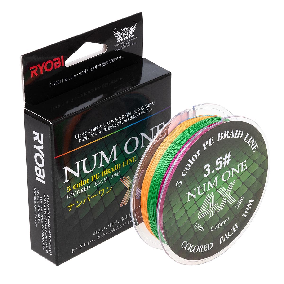 МП Шнур NUM ONE PE4X-100M 3.5#/0,310 mm Multi Colour Ryobi - фото 1