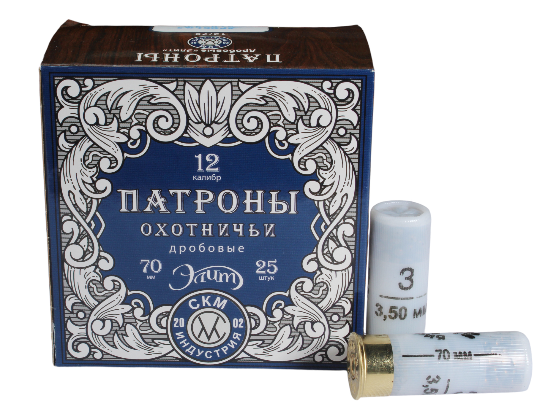 МП Патроны СКМ Индустрия, кал. 12/70 дробь №3, (33 гр.) Б/К "Элит" п.=25шт. - фото 1
