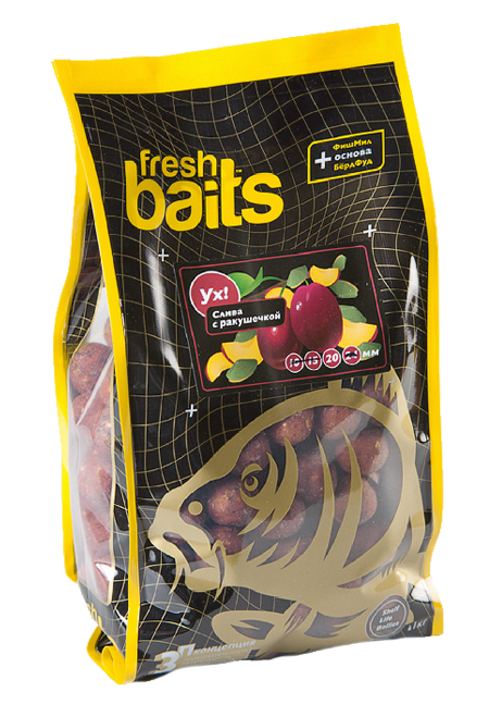 Бойлы Fresh Baits Ух! Слива с ракушечкой 20мм 200гр - фото 1