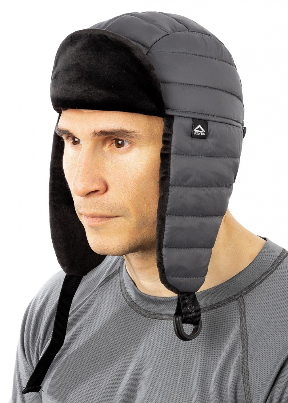 Шапка-ушанка Payer Твин стеганая таффета графит - фото 1