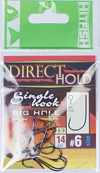 МП Одинарный крючок с засечками HITFISH DIRECT HOLD SINGLE HOOK (с большим ухом) - фото 1