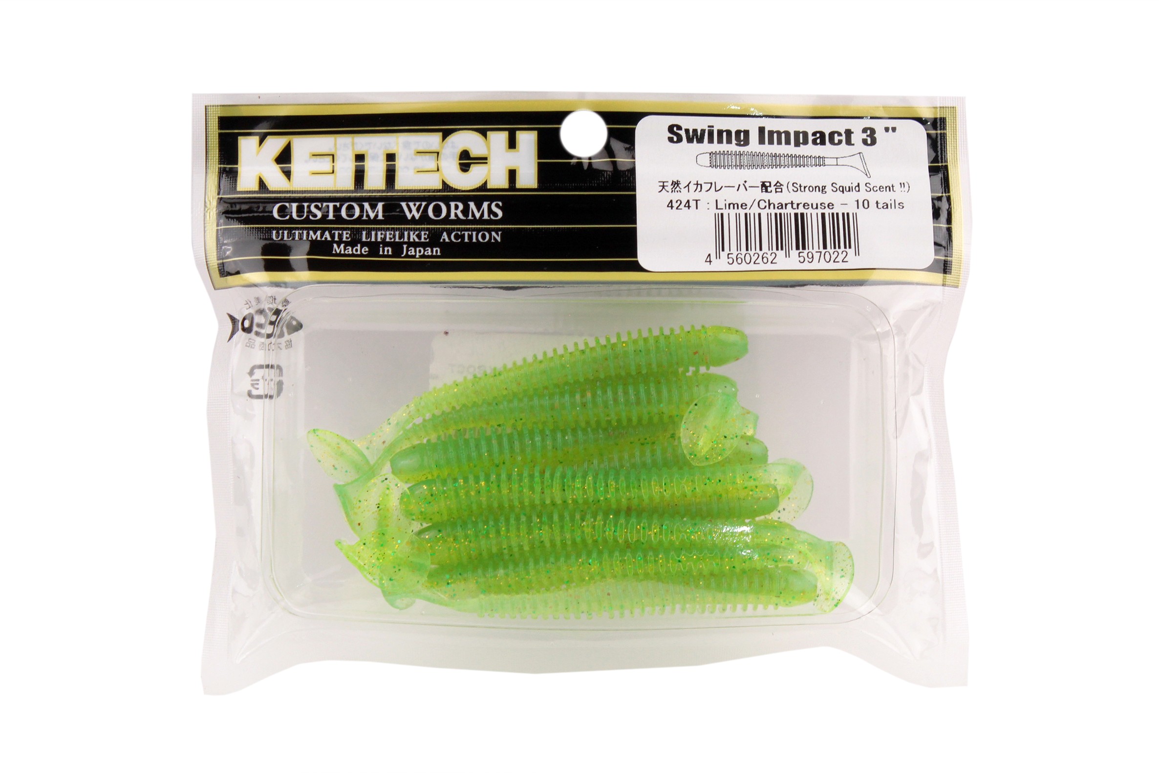 Приманка Keitech виброхвост Swing impact 3&quot; 424 lime chartreuse - фото 1