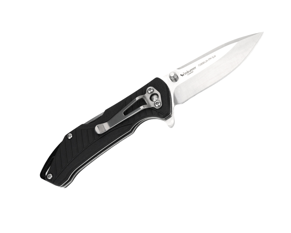 Нож Sanrenmu 7089SUX-PH-T3 складной сталь 12C27 Matte mirror black PA66 GF - фото 1