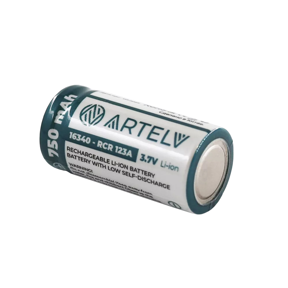 Батарея RCR123 Artelv 3.7V Li-Ion 750 mAh аккумуляторная - фото 1