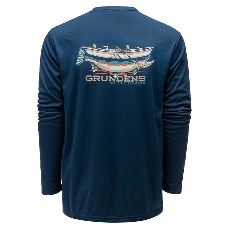 Футболка Grundens Drift Boat LS Tech Tee Blue Abyss - фото 1